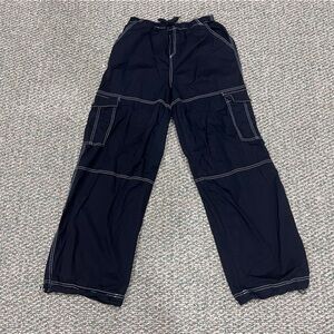 Almost Famous Black Baggy Cinched Waist Cinched Ankle Pants Size Medium Women’s